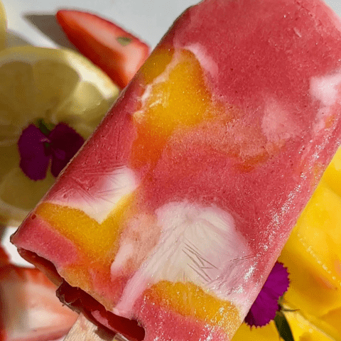 Strawberry Mango Yogurt Popsicles