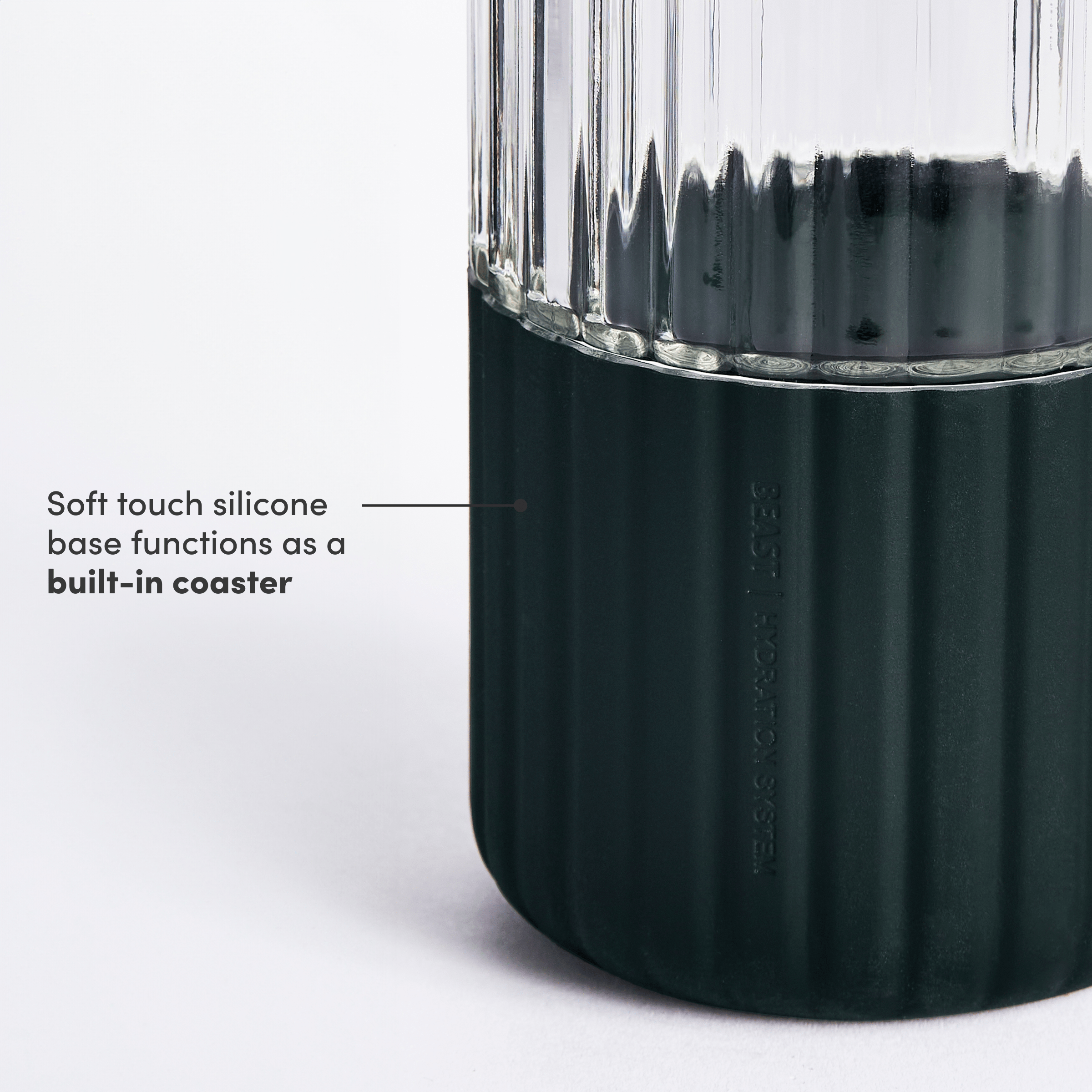 Beast Health Glass Bottle | Soft touch silicone base | Forest Green